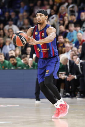 October 9, 2026, Barcelona, Barcelona, Spain: Juntin Robinson of FC Barcelona, Barca in action during the EuroLeague League Phase MD 4 match played between FC Barcelona and Zalgiris Kaunas at Palau Blaugrana on October 09, 2026 in Barcelona, Spain. FC Barcelona V Zalgiris Kaunas - Euroleague 2026 2027 - ZUMAa181 20261009_zaa_a181_268 Copyright: xJavierxBorregox