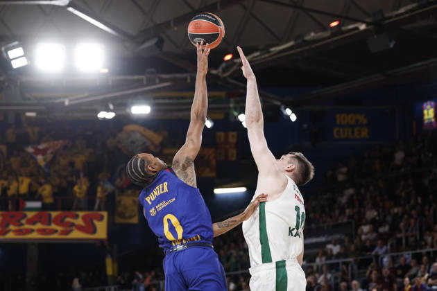 October 9, 2026, Barcelona, Barcelona, Spain: Kevin Paunter of FC Barcelona, Barca and Azuolas Tubelis Of Zalgiris Kaunas in action during the EuroLeague League Phase MD 4 match played between FC Barcelona and Zalgiris Kaunas at Palau Blaugrana on October 09, 2026 in Barcelona, Spain. FC Barcelona V Zalgiris Kaunas - Euroleague 2026 2027 - ZUMAa181 20261009_zaa_a181_270 Copyright: xJavierxBorregox