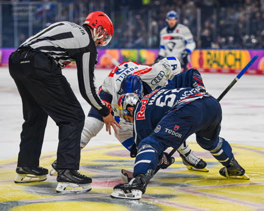 October 9, 2026, Munich, Germany; PENNY DEL, German Ice Hockey League, 2026–27 season, Matchday 7: EHC Red Bull Munich vs. ERC Ingolstadt at SAP Garden in Munich; Patrick Hager of EHC Red Bull Munich at the faceoff