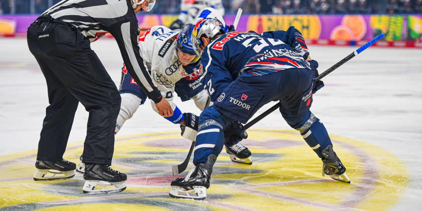October 9, 2026, Munich, Germany; PENNY DEL, German Ice Hockey League, 2026–27 season, Matchday 7: EHC Red Bull Munich vs. ERC Ingolstadt at SAP Garden in Munich; Patrick Hager of EHC Red Bull Munich at the faceoff