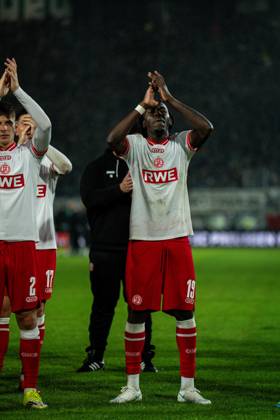 October 9, 2026, 3rd Division, Matchday 8, SC Preußen Münster vs. Rot Weiss Essen at the LVM Preußenstadion, Franci Bouebari, Essen, Clapping Hands IMPORTANT NOTICE: In accordance with DFB and DFL guidelines, it is prohibited to use or allow the use of photographs taken in the stadium and or during the game in the form of sequential images and or video-like photo series. Copyright: xJordyxFourgonx