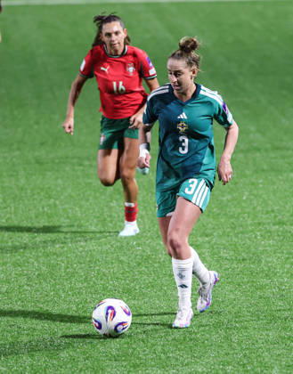 2027 FIFA Women s World Cup Round One Qualifying Play-off First Leg, Inver Park, Larne 9 10 2026 Northern Ireland vs Portugal Northern Ireland™s Natalie Johnson Natalie Johnson 9 10 2026  Copyright: xx N Ireland v Portugal_059