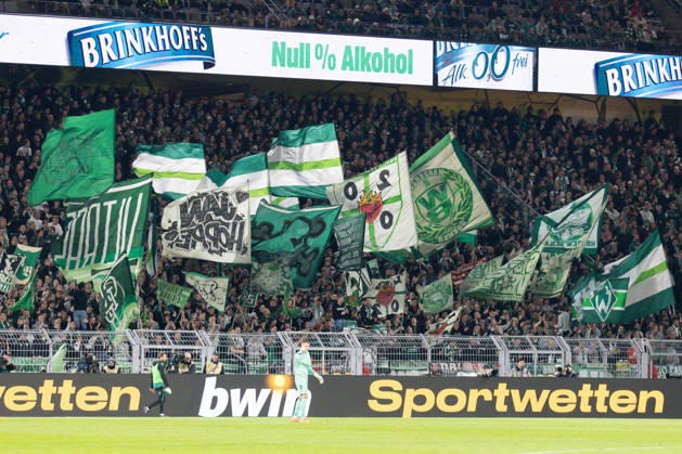 Dortmund, Germany, October 9, 2026, Bundesliga 1, 2026–2027 Season, Matchday 5: Borussia Dortmund vs. SV Werder Bremen. Pictured: The Werder Bremen away section. DFL and DFB regulations prohibit any use of photographs as image sequences and or quasi-video. Signal Iduna Park, North Rhine-Westphalia Copyright: xFotostandx xZeisingx