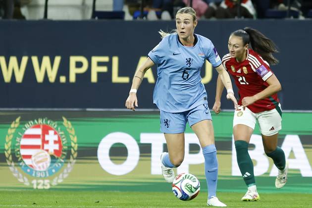 FELCSUT, 09-10-2026 , Pancho Arena, season 2026 2027 , UEFA worldcup qualification football play-offs round 1 , match between Hungary and The Netherlands (women) 1st leg , Pictures shows Netherlands player Jill Roord Hungary - Netherlands (women) x208079503x Copyright: