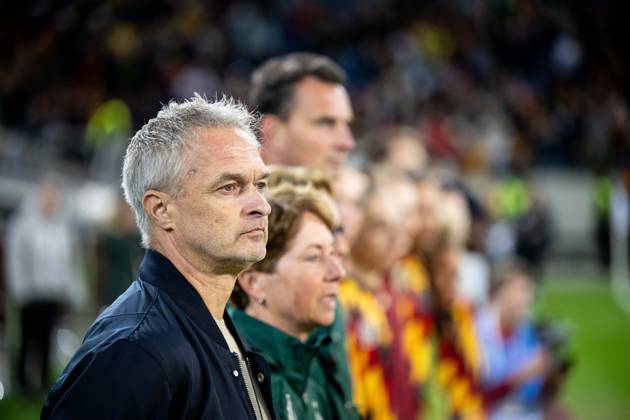 October 9, 2026, GER, Soccer, Women s, International Match, Karlsruhe, Germany vs. Australia; Christian Wück, Germany s national team coach, during the national anthem; Karlsruhe BBBank Wildpark, Baden-Württemberg, Germany Copyright: xNordphoto Memmlerx