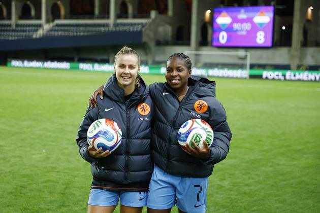 FELCSUT, 09-10-2026 , Pancho Arena, season 2026 2027 , UEFA worldcup qualification football play-offs round 1 , match between Hungary and The Netherlands (women) 1st leg final score 0-8. Pictures shows a double hattrick by Netherlands player Lineth Beerensteyn and Netherlands player Victoria Pelova Hungary - Netherlands (women)  x208080883x Copyright: