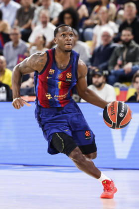 October 9, 2026, Barcelona, Barcelona, Spain: Umoja Gibson of FC Barcelona, Barca in action during the EuroLeague League Phase MD 4 match played between FC Barcelona and Zalgiris Kaunas at Palau Blaugrana on October 09, 2026 in Barcelona, Spain. Barcelona Spain - ZUMAa181 20261009_zaa_a181_279 Copyright: xJavierxBorregox
