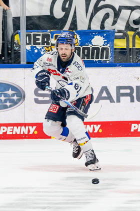 Riley Sheen, ERC Ingolstadt, 91 (GER), EHC Red Bull Munich vs. ERC Ingolstadt, DEL, 2026–2027 season, Matchday 7, October 9, 2026. Photo: HMB Media, Franz Feiner Copyright: HMBxMedia FranzxFeiner