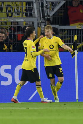 Daniel Svensson of Borussia Dortmund celebrates his goal, which made the score 1–0, during the Bundesliga match between Borussia Dortmund and SV Werder Bremen at Signal Iduna Park on October 9, 2026, in Dortmund, Germany. Photo by Max Maiwald, DeFodi Images. Daniel Svensson of Borussia Dortmund celebrates after scoring his team’s first goal during the Bundesliga match between Borussia Dortmund and SV Werder Bremen at Signal Iduna Park on October 9, 2026 in Dortmund, Germany. Photo by Max Maiwald, DeFodi Images. DFB and DFL regulations prohibit any use of photographs as image sequences and or quasi-video. Photo by Max Maiwald, DeFodi Images.