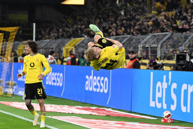 Daniel Svensson, Borussia Dortmund, celebrates his goal, making the score 1–0, during the Bundesliga match between Borussia Dortmund and SV Werder Bremen at Signal Iduna Park on October 9, 2026, in Dortmund, Germany. Photo by Ralf Treese, DeFodi Images. Daniel Svensson of Borussia Dortmund celebrates after scoring his team’s first goal during the Bundesliga match between Borussia Dortmund and SV Werder Bremen at Signal Iduna Park on October 9, 2026 in Dortmund, Germany. Photo by Ralf Treese, DeFodi Images. DFB and DFL regulations prohibit any use of photographs as image sequences and or quasi-video. Photo by Ralf Treese, DeFodi Images.