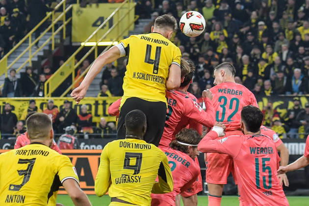 Nico Schlotterbeck (Dortmund 4) scores the goal to make it 2–0 on September 10, 2026 ¢ Soccer ¢ Borussia Dortmund vs. SV Werder Bremen, Signal Iduna Park, Dortmund, DFB and DFL regulations prohibit any use of photographs as image sequences and or quasi-video. NRW, Germany Copyright: xpepphotox xSaschaxWeizx pep00321, pep_20261009_sw