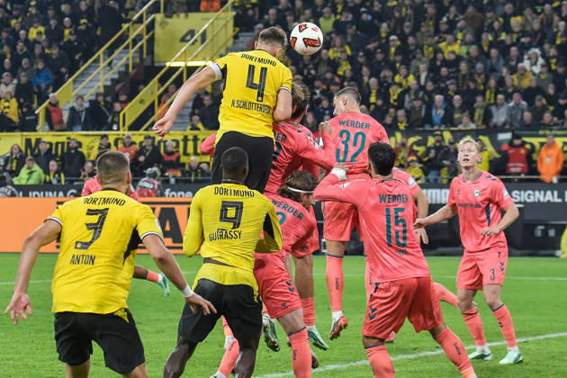 Nico Schlotterbeck (Dortmund 4) scores the goal to make it 2–0 on September 10, 2026 ¢ Soccer ¢ Borussia Dortmund vs. SV Werder Bremen, Signal Iduna Park, Dortmund, DFB and DFL regulations prohibit any use of photographs as image sequences and or quasi-video. NRW, Germany Copyright: xpepphotox xSaschaxWeizx pep00321, pep_20261009_sw