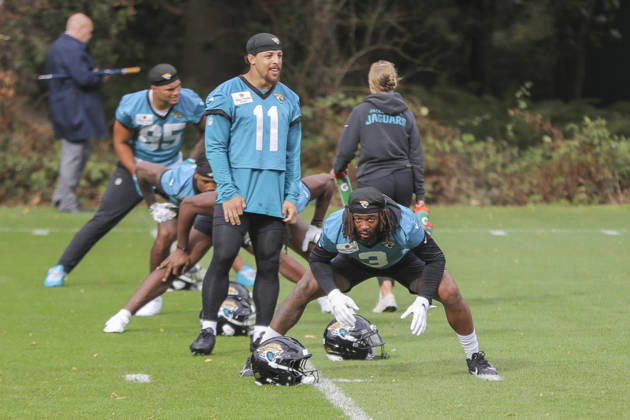 CHADLER’S CROSS, ENGLAND - OCTOBER 09: during the Jacksonville Jaguars team practise and media as part of the London NFL, American Football Herren, USA Series 2026, at the Grove, Chandler’s Cross, Hertfordshire, England, on 09 October 2026. Jody Demay - Davies SPP Copyright: xJodyxDemayx-xDaviesx xSPPx Sportspressphoto_SPR249849