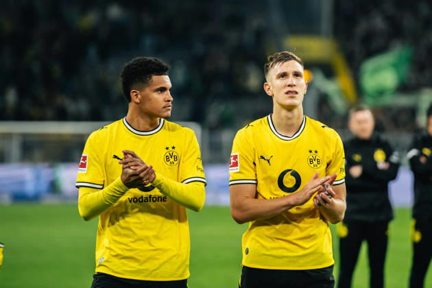 Borussia Dortmund v SV Werder Bremen - Bundesliga 2026 27 Nico Schlotterbeck and Kaua Prates of Borussia Dortmund react after the Bundesliga match against SV Werder Bremen at Signal Iduna Park in Dortmund, Germany, on October 9, 2026. Dortmund Germany Copyright: xHeshamxElsherifx originalFilename:elsherif-notitle261009_npGfn