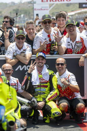 MOTO - MOTO GP - GRAND PRIX OF INDONESIA 2026 DI GIANNANTONIO Fabio (ita), Pertamina Enduro VR46 Racing Team, Ducati Desmosedici GP26, portrait celebrates his third of the qualifications during the 2026 MotoGP Pertamina Grand Prix of Indonesia on the Mandalika circuit from October 9 to 11, at West Nusa Tenggara, Indonesia - West Nusa TenggaraIndonesia Copyright: xGIGIxSOLDANOx