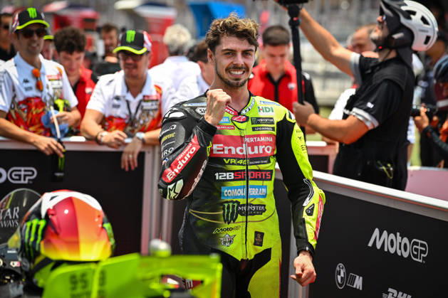 MOTO - MOTO GP - GRAND PRIX OF INDONESIA 2026 DI GIANNANTONIO Fabio (ita), Pertamina Enduro VR46 Racing Team, Ducati Desmosedici GP26, portrait celebrates his third of the qualifications during the 2026 MotoGP Pertamina Grand Prix of Indonesia on the Mandalika circuit from October 9 to 11, at West Nusa Tenggara, Indonesia - West Nusa TenggaraIndonesia Copyright: xGIGIxSOLDANOx