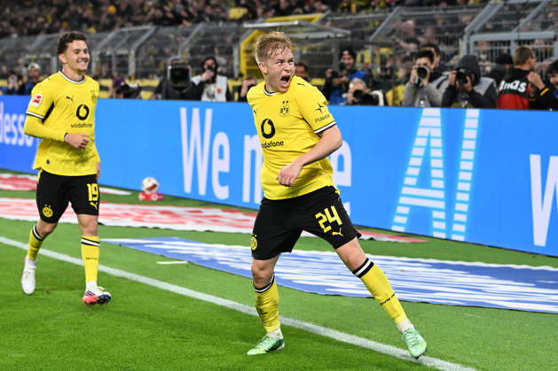 Daniel Svensson of Borussia Dortmund celebrates his goal, making the score 1–0, during the Bundesliga match between Borussia Dortmund and SV Werder Bremen at Signal Iduna Park on October 9, 2026, in Dortmund, Germany. Photo by Ralf Treese, DeFodi Images. Daniel Svensson of Borussia Dortmund celebrates after scoring his team’s first goal during the Bundesliga match between Borussia Dortmund and SV Werder Bremen at Signal Iduna Park on October 9, 2026 in Dortmund, Germany. Photo by Ralf Treese, DeFodi Images. DFB and DFL regulations prohibit any use of photographs as image sequences and or quasi-video. Photo by Ralf Treese, DeFodi Images.