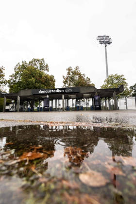 SSV Ulm 1846 Soccer vs. Eintracht Frankfurt II, Soccer, Regionalliga Southwest, Matchday 11, Donaustadion Ulm, October 26, 2010. The Donaustadion Ulm, home stadium of SSV Ulm 1846 Soccer. Exterior view of the main entrance. SSV Ulm 1846 Soccer vs. Eintracht Frankfurt II, Soccer, Regionalliga Southwest, Matchday 11, Donaustadion Ulm, October 26, 2010. Photo by Lucca Fundel, Ulm, Donaustadion, Baden-Württemberg, Germany