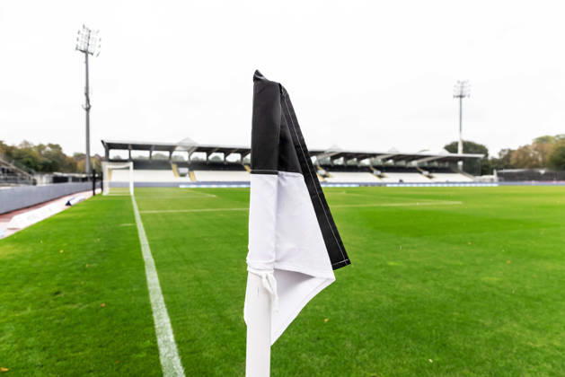 SSV Ulm 1846 Soccer vs. Eintracht Frankfurt II, Soccer, Regionalliga Southwest, Matchday 11, Donaustadion Ulm, October 26, 2010. The Donaustadion Ulm, home stadium of SSV Ulm 1846 Soccer. Interior view of the corner flag. SSV Ulm 1846 Soccer vs. Eintracht Frankfurt II, Soccer, Regionalliga Southwest, Matchday 11, Donaustadion Ulm, October 26, Photo by Lucca Fundel, Ulm, Donaustadion, Baden-Württemberg, Germany