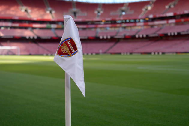 10th October 2026; Emirates Stadium, London, England; Premier League Football, Arsenal versus Leeds United; A general view of the Emirates Stadium and Arsenal club emblem on the corner flag TomxMajor