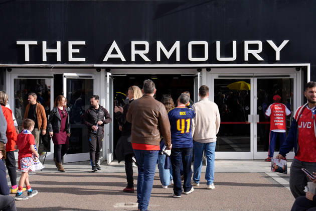 10th October 2026; Emirates Stadium, London, England; Premier League Football, Arsenal versus Leeds United; A general view of supporters entering the club store prior to kick-off TomxMajor