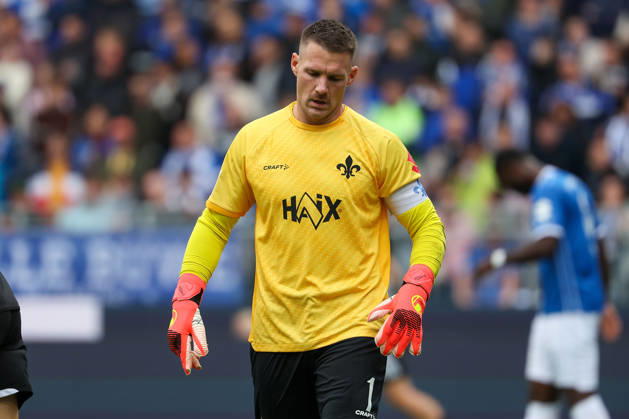 October 10, 2026, Soccer, 2. Bundesliga, SV Darmstadt 98 vs. Energie Cottbus, left, Goalkeeper Marcel Schuhen, SV Darmstadt 98, disappointed Copyright: HMBxMedia JoaquimxFerreira