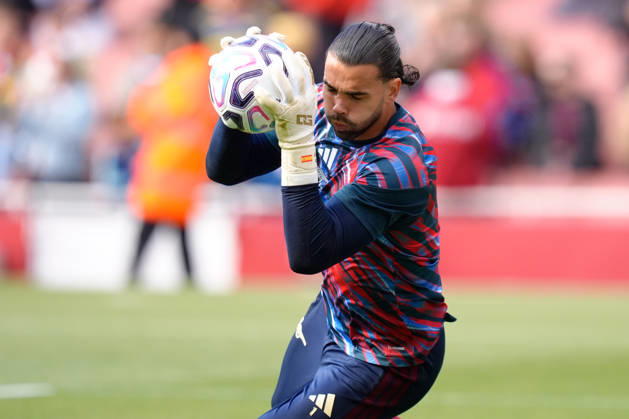 RECORD DATE NOT STATED 10th October 2026; Emirates Stadium, London, England; Premier League Football, Arsenal versus Leeds United; David Raya of Arsenal warming up prior to kick off TomxMajor