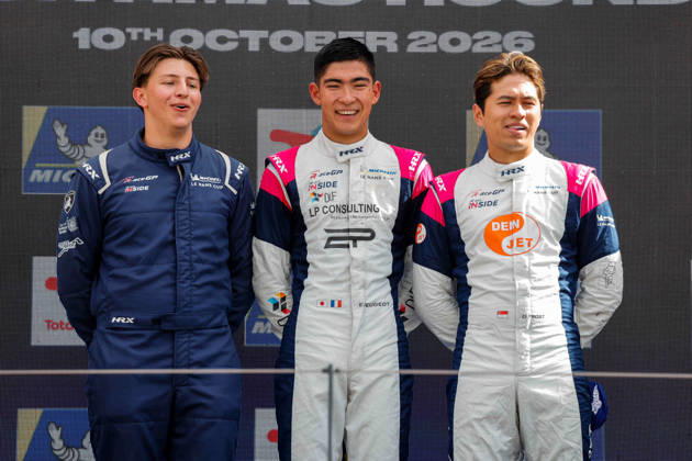 AUTO - MLC 2026 - PORTIMAO 85 FROST Danial (sgp), PEUGEOT Enzo (fra), R-ace GP, Duqueine D09 - Toyota, LMP3, podium, portrait celebration during the 6th round of the 2026 Michelin Le Mans Cup on the Autodromo Internacional do Algarve from October 8 to 10, 2026 in Portimao, Portugal - PortimaoPortugal  Copyright: xPauloxMariax