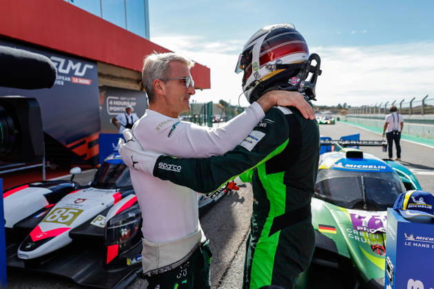 AUTO - MLC 2026 - PORTIMAO 71 AUST Stefan (ger), FERNANDEZ-LASER Felipe (ger), Rinaldi Racing, Ligier JS P325 - Toyota, LMP3 Pro Am, portrait podium, portrait celebration during the 6th round of the 2026 Michelin Le Mans Cup on the Autodromo Internacional do Algarve from October 8 to 10, 2026 in Portimao, Portugal - PortimaoPortugal Copyright: xPauloxMariax