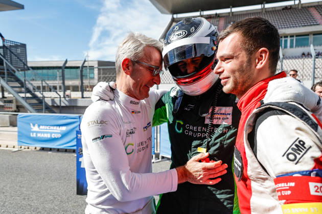 AUTO - MLC 2026 - PORTIMAO 71 AUST Stefan (ger), FERNANDEZ-LASER Felipe (ger), Rinaldi Racing, Ligier JS P325 - Toyota, LMP3 Pro Am, portrait podium, portrait celebration during the 6th round of the 2026 Michelin Le Mans Cup on the Autodromo Internacional do Algarve from October 8 to 10, 2026 in Portimao, Portugal - PortimaoPortugal Copyright: xPauloxMariax