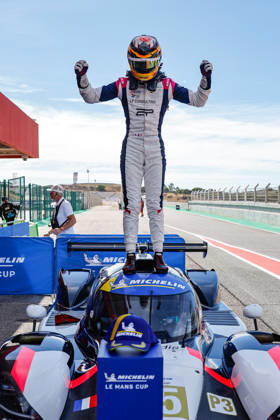 AUTO - MLC 2026 - PORTIMAO PEUGEOT Enzo (fra), R-ace GP, Duqueine D09 - Toyota, LMP3, portrait podium, portrait celebration during the 6th round of the 2026 Michelin Le Mans Cup on the Autodromo Internacional do Algarve from October 8 to 10, 2026 in Portimao, Portugal - PortimaoPortugal  Copyright: xPauloxMariax