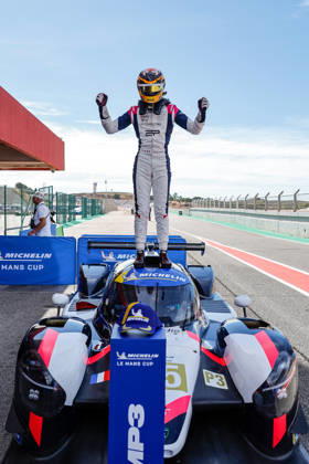 AUTO - MLC 2026 - PORTIMAO PEUGEOT Enzo (fra), R-ace GP, Duqueine D09 - Toyota, LMP3, portrait podium, portrait celebration during the 6th round of the 2026 Michelin Le Mans Cup on the Autodromo Internacional do Algarve from October 8 to 10, 2026 in Portimao, Portugal - PortimaoPortugal  Copyright: xPauloxMariax