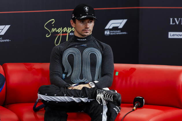 F1 - SINGAPORE GRAND PRIX 2026 Post Sprint Race, press conference, PK, Pressekonferenz LECLERC Charles (mco), Scuderia Ferrari SF-26, portrait, Cooling vest during the 2026 Formula 1 Singapore Grand Prix, 17th round of the 2026 Formula One World Championship, WM, Weltmeisterschaft from October 9 to 11, 2026 on the Marina Bay Street Circuit, in Singapore, Singapore - SingaporeSingapore Copyright: xJulienxDelfossex