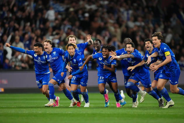 AUSTRALIA CUP SOUTH MELBOURNE VICTORY, South Melbourne FC celebrate as they win the match after a penalty shoot-out during the Australia Cup final match between South Melbourne FC and Melbourne Victory FC at AAMI Park in Melbourne, Saturday, October 10, 2026. ( NO ARCHIVING, EDITORIAL USE ONLY MELBOURNE VICTORIA Australia Copyright: xSCOTTxBARBOURx 20261010168557481666
