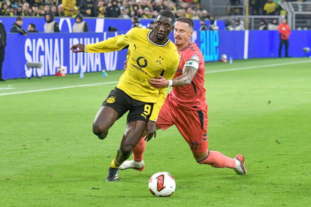 From left: Serhou Guirassy (Dortmund 9) and Marco Friedl (Bremen 32) in a one-on-one duel, September 10, 2026 ¢ Soccer ¢ Borussia Dortmund vs. SV Werder Bremen, Signal Iduna Park, Dortmund, DFB DFL regulations prohibit any use of photographs as image sequences and or quasi-video NRW Germany Copyright: xpepphotox xSaschaxWeizx pep00321, pep_20261009_sw