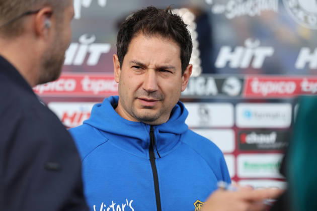 October 10, 2026, xsefx, Soccer, SC Fortuna Köln vs. 1 FC Saarbrücken, 3rd Division, South Division, Matchday 8, 2026–2027 Season: Head Coach Argirios Giannikis of 1 FC Saarbrücken in an interview. DFB regulations prohibit any use of photographs as image sequences and or quasi-video. North Rhine-Westphalia, Germany