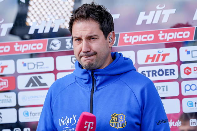 October 10, 2026, xsefx, Soccer, SC Fortuna Köln vs. 1 FC Saarbrücken, 3rd Division, South Division, Matchday 8, 2026–2027 Season: Head Coach Argirios Giannikis of 1 FC Saarbrücken in an interview. DFB regulations prohibit any use of photographs as image sequences and or quasi-video. North Rhine-Westphalia, Germany