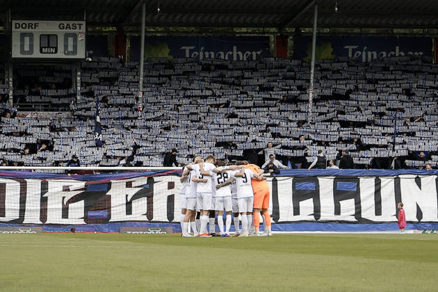 October 10, 2026, xhettx, Soccer 3rd Division, SG Sonnenhof Grossaspach vs. SV Waldhof Mannheim – Choreography by the visiting fans from Mannheim