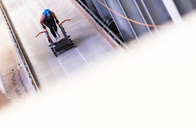 October 10, 2026, GER, Bobsleigh, Season 26–27, Women, Central Performance Test in Bobsleigh: Push Test. As is tradition, the German bobsleigh pilots and their pushers gathered in Oberhof for a showdown. 98559 Oberhof LOTTO Thuringia EISARENA Oberhof Training Hall Start Facility Thuringia Germany
