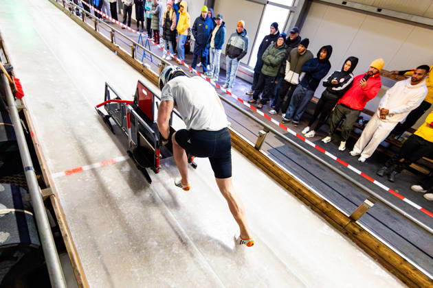 October 10, 2026, GER, Bobsleigh, Season 26–27, Men, Central Performance Test in Bobsleigh: Push Test. Traditionally, German bobsled pilots and their pushers have gathered in Oberhof for a test of strength. 98559 Oberhof LOTTO Thuringia EISARENA Oberhof Training Hall Start Facility Thuringia Germany