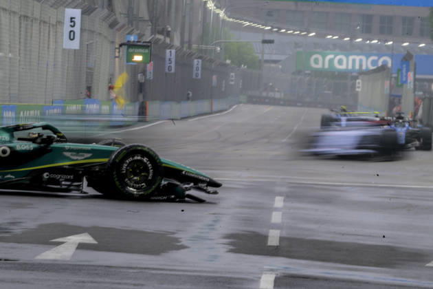 October 10, 2026, Singapore, Tamilnadu, Singapore: George Russell of Mercedes car on the track after he and Sergio Perez of Cadillac collide during the sprint on Saturday 10th October , Singapore Grand Prix 2026, Marina Bay Street Circuit. Formula 1: Singapore Grand Prix 2026 - ZUMAc251 20261010_znp_c251_011 Copyright: xVikramxChandrasekarx