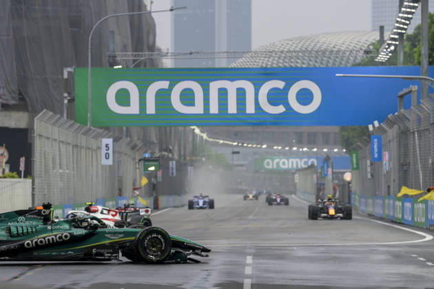 October 10, 2026, Singapore, Tamilnadu, Singapore: George Russell of Mercedes car on the track after he and Sergio Perez of Cadillac collide during the sprint on Saturday 10th October , Singapore Grand Prix 2026, Marina Bay Street Circuit. Formula 1: Singapore Grand Prix 2026 - ZUMAc251 20261010_znp_c251_019 Copyright: xVikramxChandrasekarx