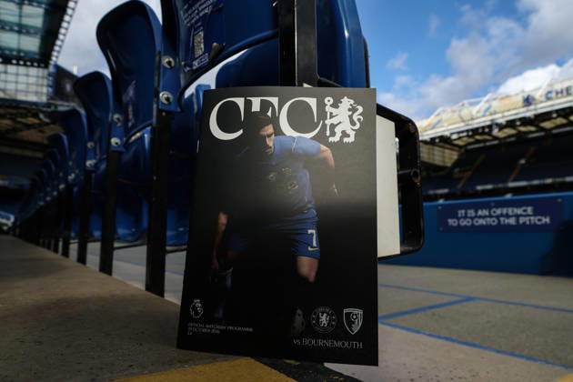 10th October 2026; Stamford Bridge, London, England; Premier League Football, Chelsea versus Bournemouth; Chelsea match programme featuring challenge Pedro Neto of Chelsea JohnxPatrickxFletcher