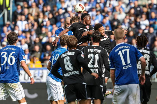 October 10, 2026 Soccer 2. Bundesliga SV Darmstadt 98 vs. Energie Cottbus, Aleksander Vukovic of SV Darmstadt 98 scores the goal to make it 2–1 Copyright: HMBxMedia JoaquimxFerreira