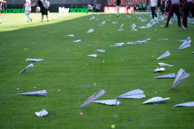 ESP LaLiga EA Sports Rayo Vallecano vs. Athletic Club Paper balls and paper airplanes were thrown in Vallecas as a form of protest against Rayo Vallecano president Martin Presa during the LaLiga EA Sports match between Rayo Vallecano and Athletic Club, played at Vallecas Stadium in Madrid on October 10, 2026, in Spain. Spain Soccer Copyright: xAgenciaxLOFx