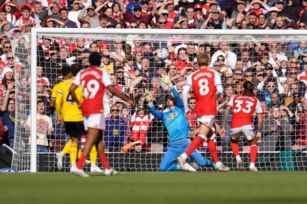 10th October 2026; Emirates Stadium, London, England; Premier League Football, Arsenal versus Leeds United; Riccardo Calafiori of Arsenal scores to make it 1-1 in the 62nd minute TomxMajor