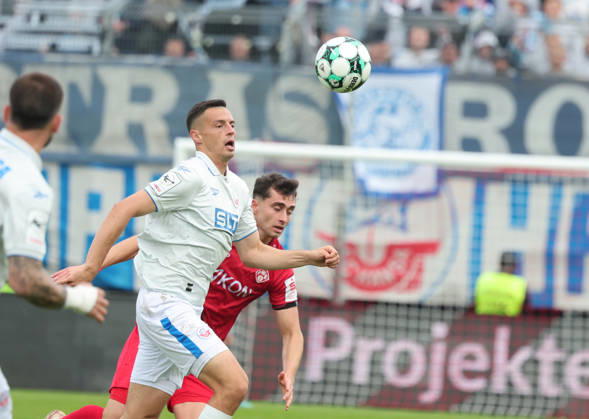 FC Würzburger Kickers vs. FC Hansa Rostock, Würzburg, October 10, 2026, Soccer, 3. Liga, FC Würzburger Kickers, FC Hansa Rostock, Kenan Fatkic, FC Hansa Rostock, Akon Arena, Bavaria, Germany