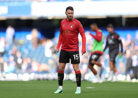 10th October 2026; Stamford Bridge, London, England; Premier League Football, Chelsea versus Bournemouth; Adam Smith of AFC Bournemouth during the warm up JohnxPatrickxFletcher