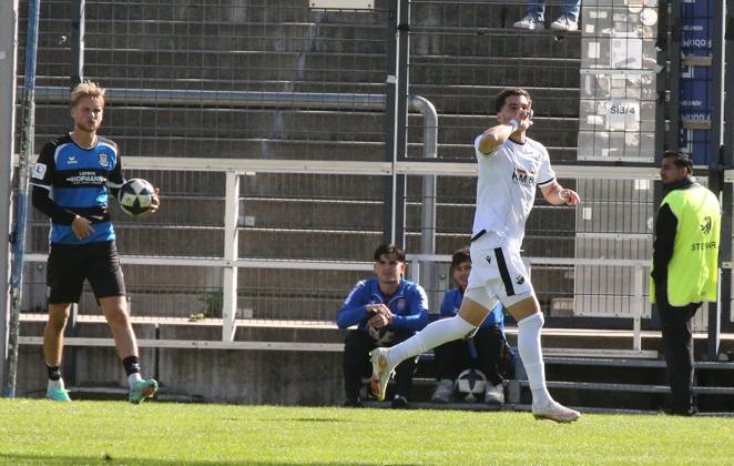October 10, 2026 xmgoodx Frankfurt am Main, PSD Bank Arena, Regionalliga Southwest, 2026–2027 Season, FSV Frankfurt vs. SV Sandhausen, Celebration after Mert Tasdelen s goal to make it 1–2 for Sandhausen