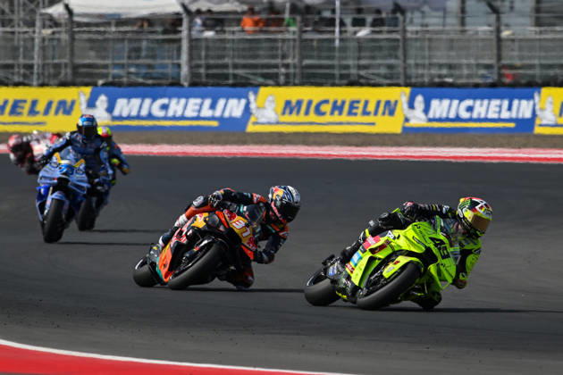 MOTO - MOTO GP - GRAND PRIX OF INDONESIA 2026 49 DI GIANNANTONIO Fabio (ita), Pertamina Enduro VR46 Racing Team, Ducati Desmosedici GP26, action with 37 ACOSTA Pedro (spa), Red Bull KTM Factory Racing, KTM RC16 during the 2026 MotoGP Pertamina Grand Prix of Indonesia on the Mandalika circuit from October 9 to 11, at West Nusa Tenggara, Indonesia - West Nusa TenggaraIndonesia Copyright: xGIGIxSOLDANOx